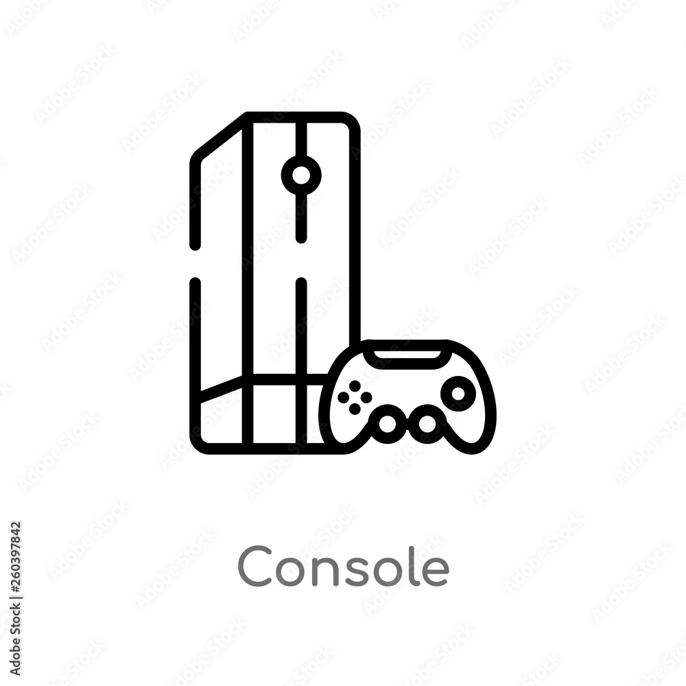 Poster outline console vector icon. isolated black simple line element illustration from electronic devices