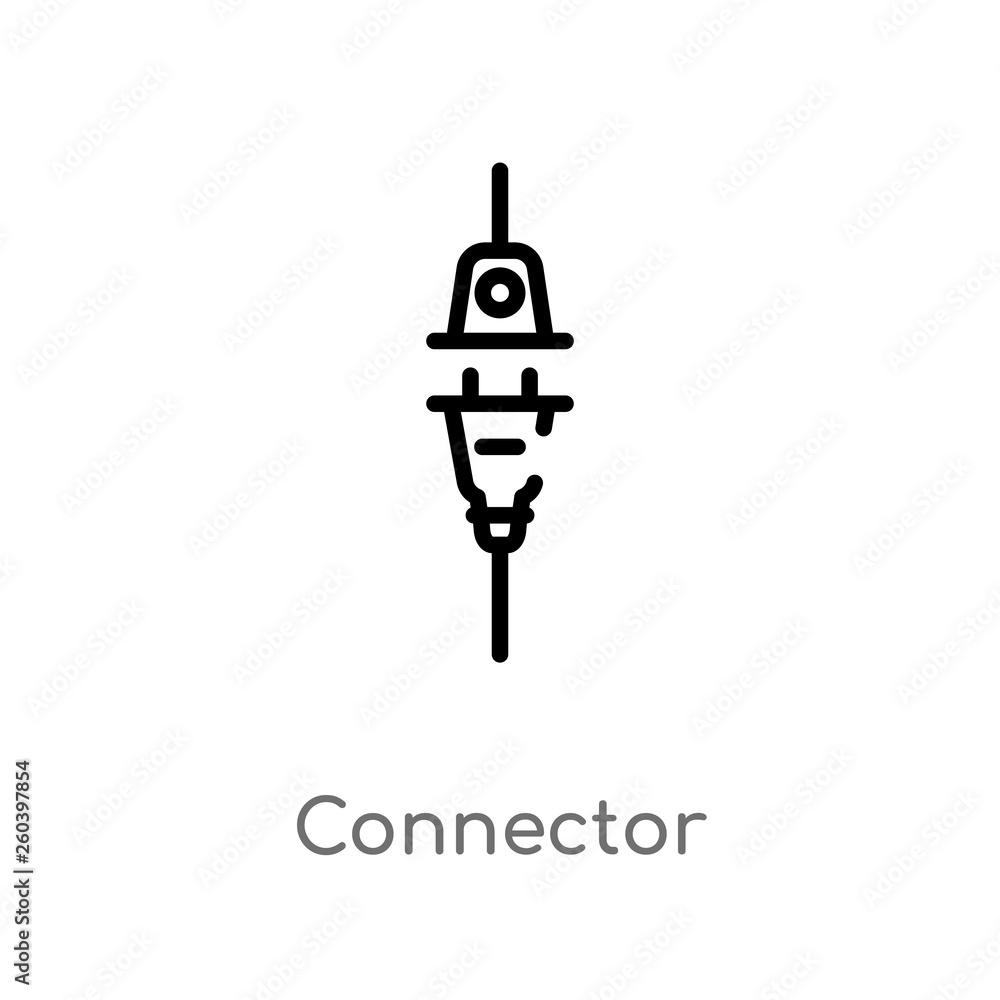 Poster outline connector vector icon. isolated black simple line element illustration from electronic devic