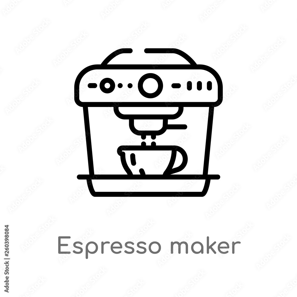 Poster outline espresso maker vector icon. isolated black simple line element illustration from electronic 