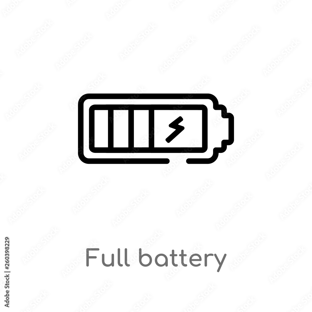 Poster outline full battery vector icon. isolated black simple line element illustration from electronic st