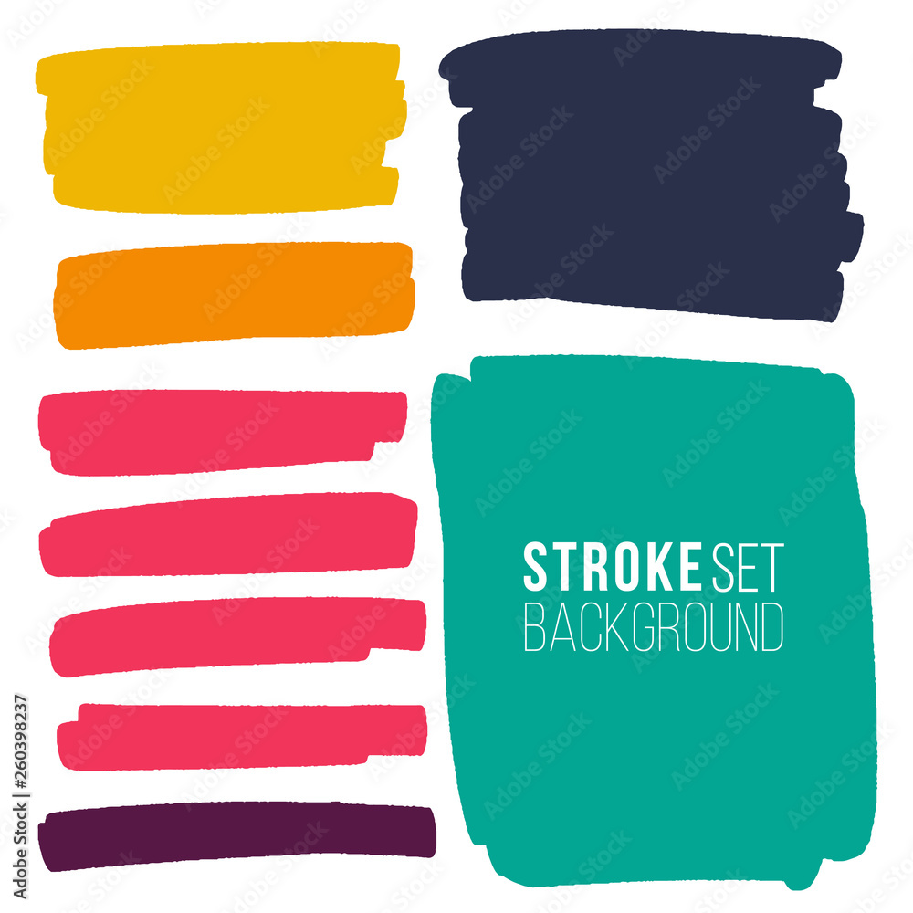 Poster vector set of hand drawn marker strokes various rectangular shape for backdrops. colorful artistic h