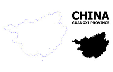 Vector Contour Dotted Map of Guangxi Province with Name