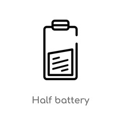 outline half battery vector icon. isolated black simple line element illustration from electronic stuff fill concept. editable vector stroke half battery icon on white background