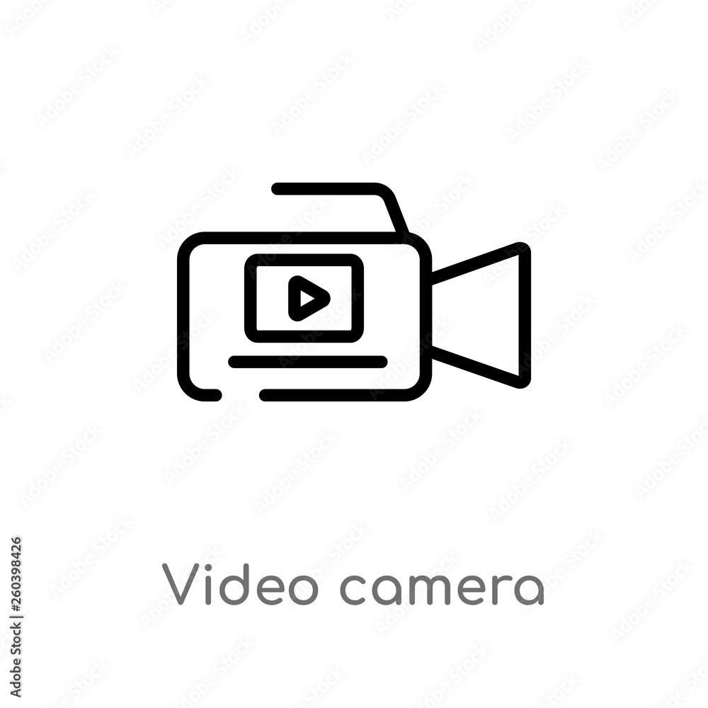 Poster outline video camera vector icon. isolated black simple line element illustration from electronic st