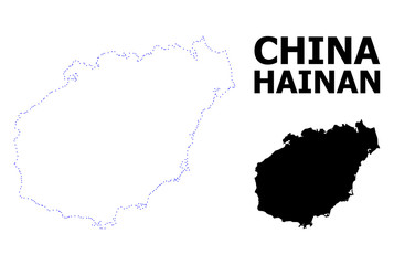 Vector Contour Dotted Map of Hainan Island with Name