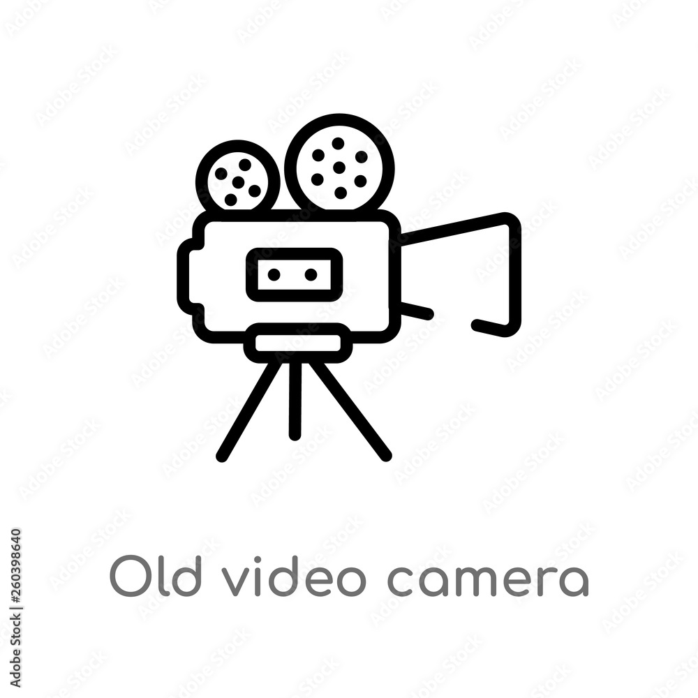 Aufkleber outline old video camera vector icon. isolated black simple line element illustration from electroni