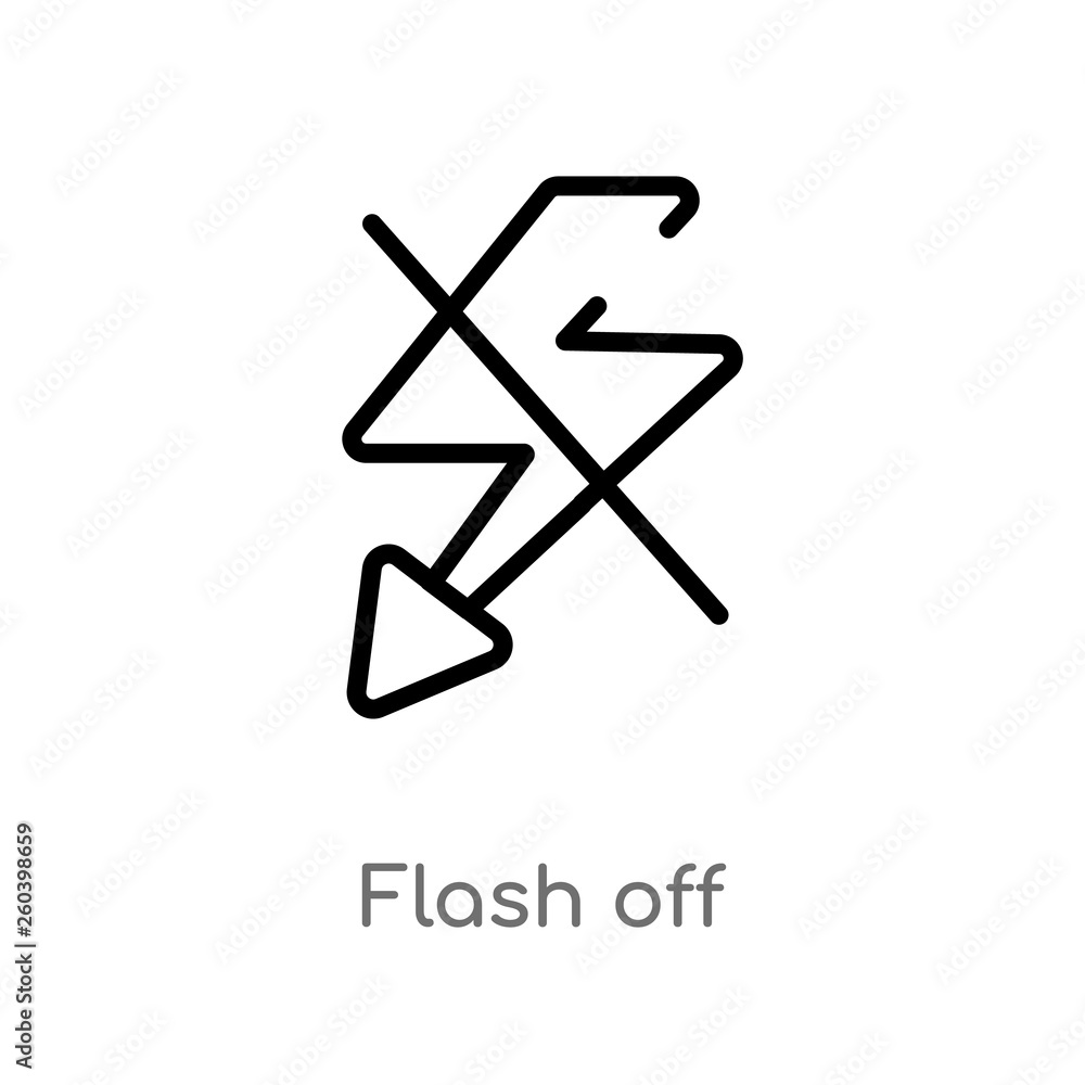 Poster outline flash off vector icon. isolated black simple line element illustration from electronic stuff