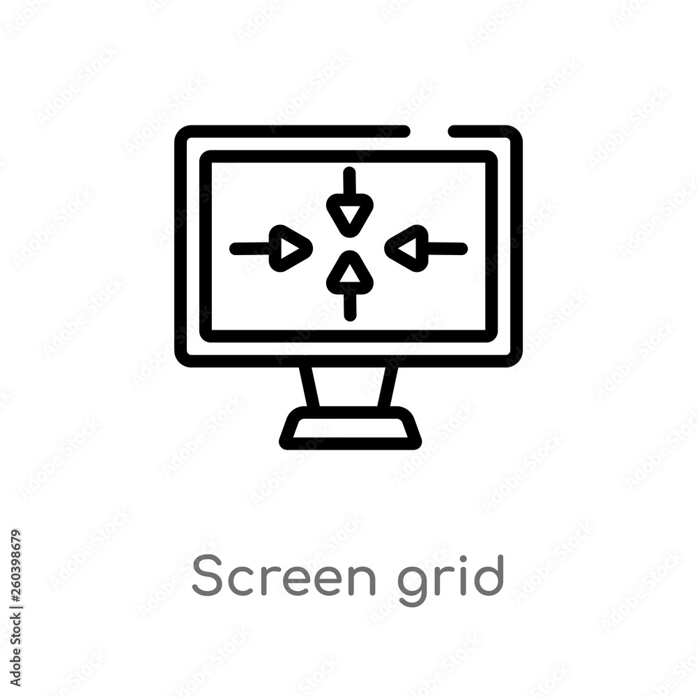 Poster outline screen grid vector icon. isolated black simple line element illustration from electronic stu