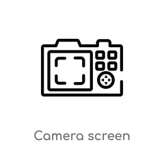 outline camera screen vector icon. isolated black simple line element illustration from electronic stuff fill concept. editable vector stroke camera screen icon on white background