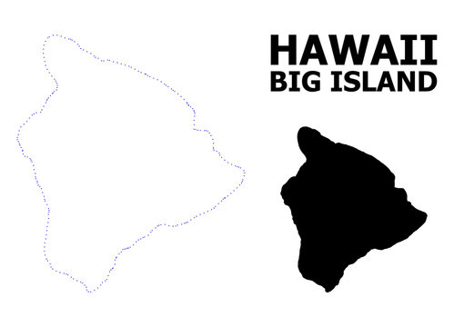 Vector Contour Dotted Map Of Hawaii Big Island With Caption