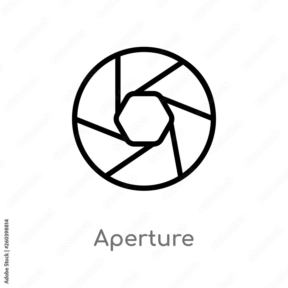 Poster outline aperture vector icon. isolated black simple line element illustration from electronic stuff 