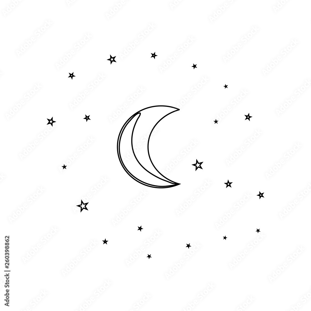 Poster moon and stars icon. element of stars for mobile concept and web apps icon. outline, thin line icon 