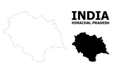 Vector Contour Dotted Map of Himachal Pradesh State with Name