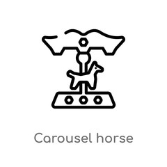 outline carousel horse vector icon. isolated black simple line element illustration from entertainment concept. editable vector stroke carousel horse icon on white background