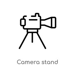 outline camera stand vector icon. isolated black simple line element illustration from electronic stuff fill concept. editable vector stroke camera stand icon on white background