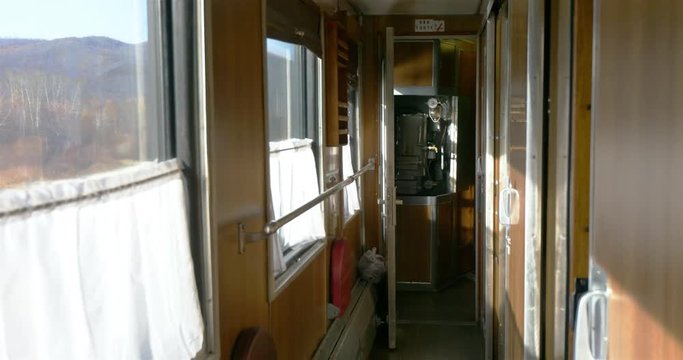 Interior of Trans Siberian Second Class couchette aisle