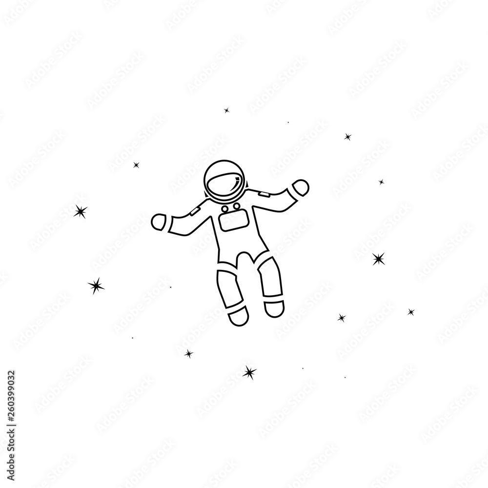 Poster astronaut and stars icon. element of stars for mobile concept and web apps icon. outline, thin line 