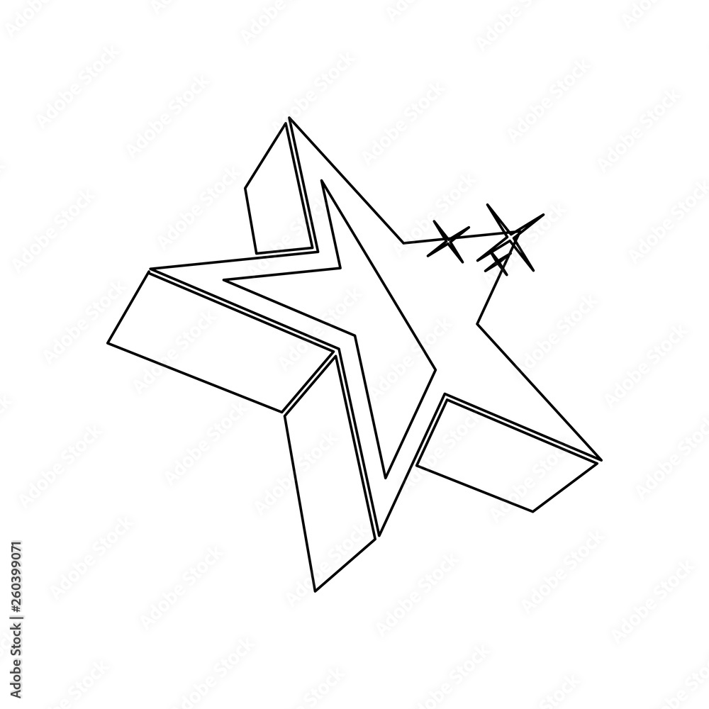 Poster 3d star icon. element of stars for mobile concept and web apps icon. outline, thin line icon for web