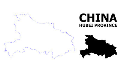 Vector Contour Dotted Map of Hubei Province with Name