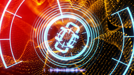 Futuristic HUD sight on an abstract background with highlights.