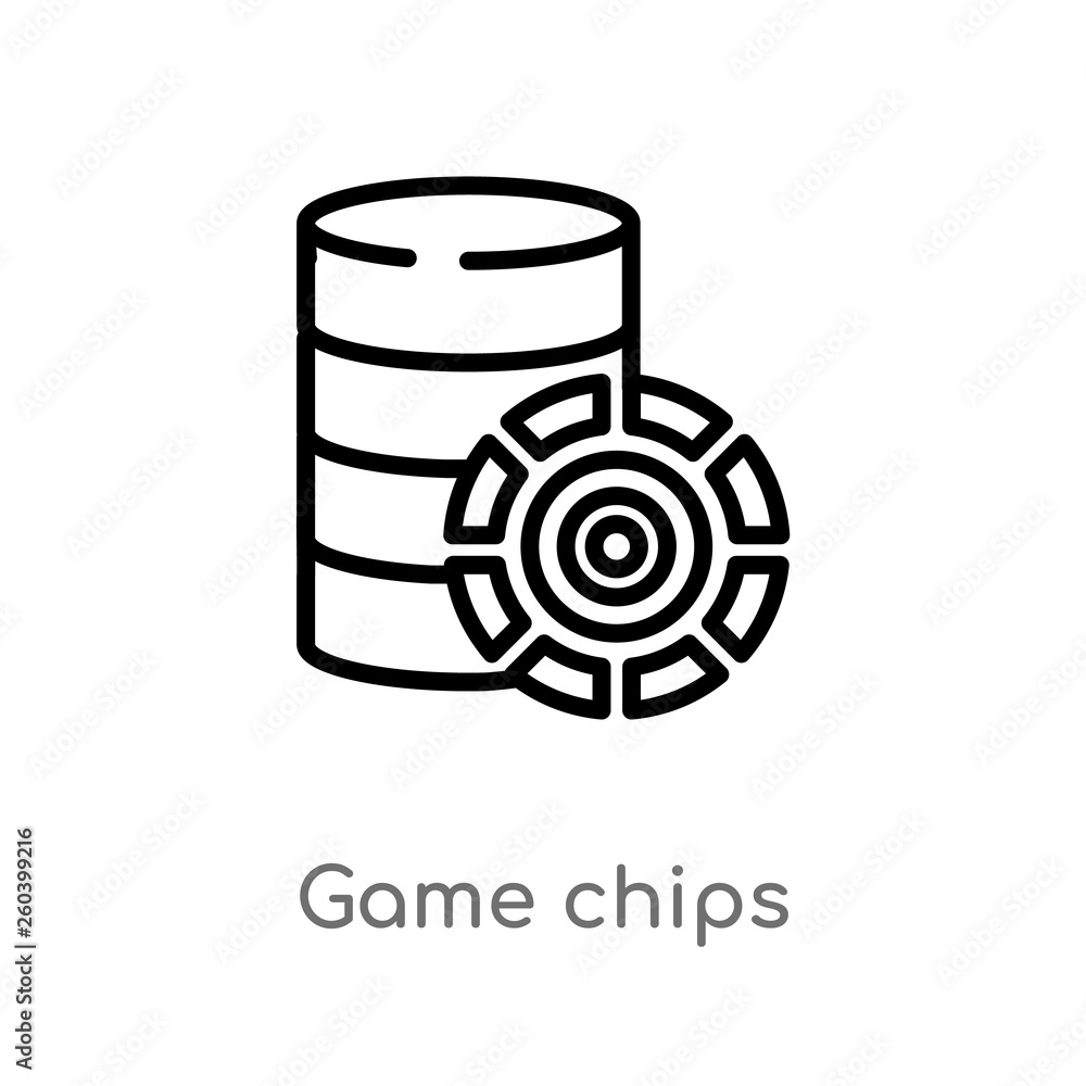 Poster outline game chips vector icon. isolated black simple line element illustration from entertainment c