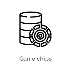 outline game chips vector icon. isolated black simple line element illustration from entertainment concept. editable vector stroke game chips icon on white background