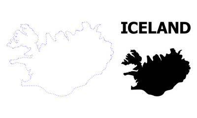 Vector Contour Dotted Map of Iceland with Caption