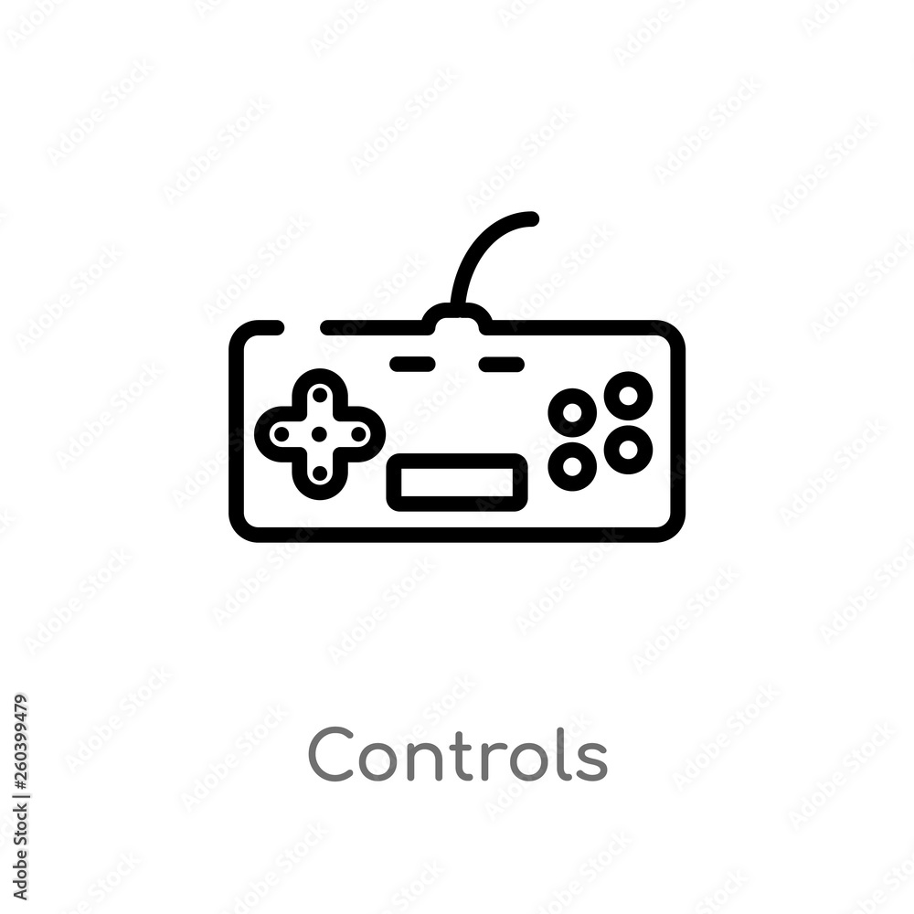 Poster outline controls vector icon. isolated black simple line element illustration from entertainment and