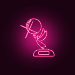 angel cup holds the planet icon. Elements of Sucsess and awards in neon style icons. Simple icon for websites, web design, mobile app, info graphics