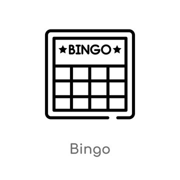 outline bingo vector icon. isolated black simple line element illustration from entertainment and arcade concept. editable vector stroke bingo icon on white background