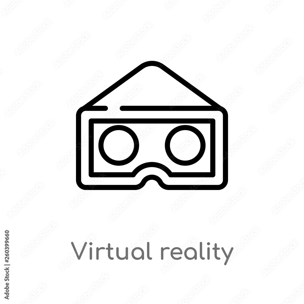 Poster outline virtual reality glasses vector icon. isolated black simple line element illustration from en