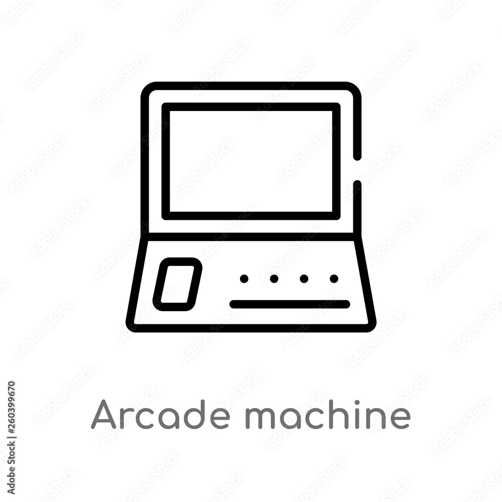 Poster outline arcade machine vector icon. isolated black simple line element illustration from entertainme