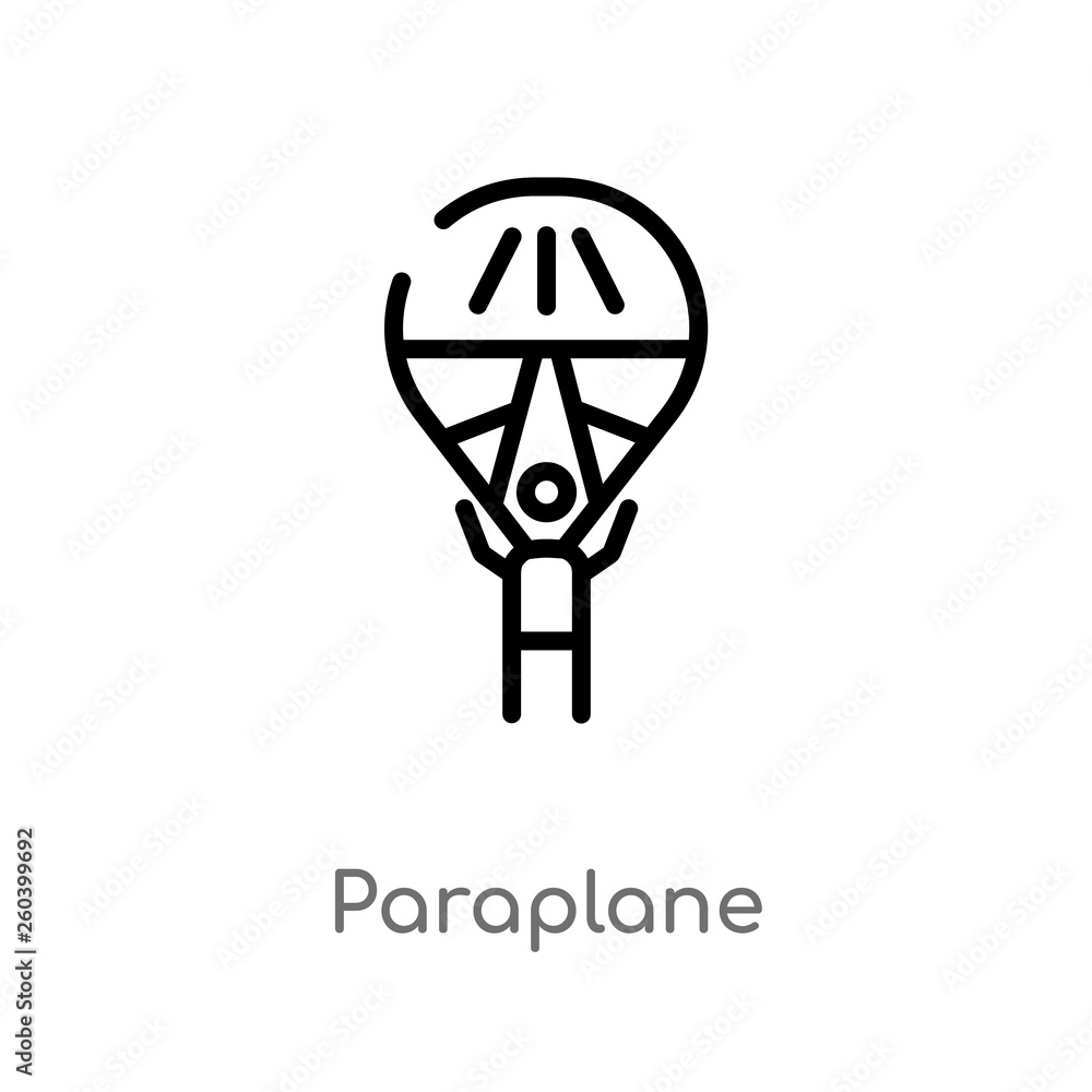 Poster outline paraplane vector icon. isolated black simple line element illustration from entertainment an