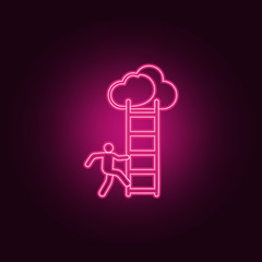 a man climbs the stairs icon. Elements of Sucsess and awards in neon style icons. Simple icon for websites, web design, mobile app, info graphics