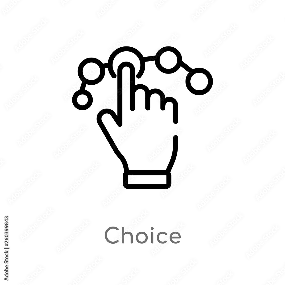 Poster outline choice vector icon. isolated black simple line element illustration from ethics concept. edi