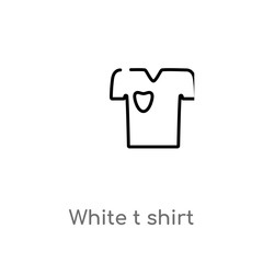 outline white t shirt vector icon. isolated black simple line element illustration from fashion concept. editable vector stroke white t shirt icon on white background