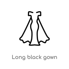 outline long black gown vector icon. isolated black simple line element illustration from fashion concept. editable vector stroke long black gown icon on white background