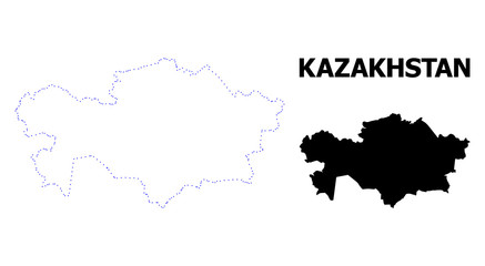 Vector Contour Dotted Map of Kazakhstan with Caption