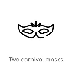 outline two carnival masks vector icon. isolated black simple line element illustration from fashion concept. editable vector stroke two carnival masks icon on white background