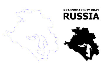 Vector Contour Dotted Map of Krasnodarskiy Kray with Name