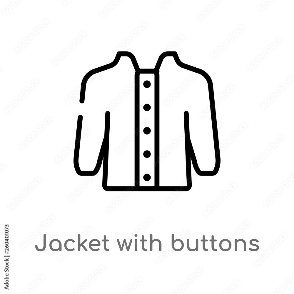 Poster outline jacket with buttons vector icon. isolated black simple line element illustration from fashio