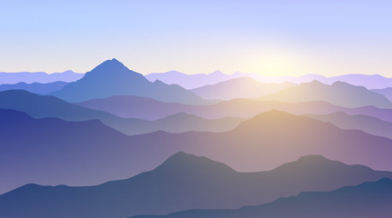 Mountain range landscape in the morning, Vector illustration 