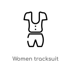 outline women tracksuit vector icon. isolated black simple line element illustration from fashion concept. editable vector stroke women tracksuit icon on white background