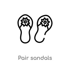outline pair sandals vector icon. isolated black simple line element illustration from fashion concept. editable vector stroke pair sandals icon on white background