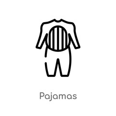 outline pajamas vector icon. isolated black simple line element illustration from fashion concept. editable vector stroke pajamas icon on white background