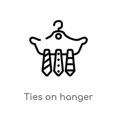 outline ties on hanger vector icon. isolated black simple line element illustration from fashion concept. editable vector stroke ties on hanger icon on white background