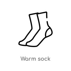 outline warm sock vector icon. isolated black simple line element illustration from fashion concept. editable vector stroke warm sock icon on white background
