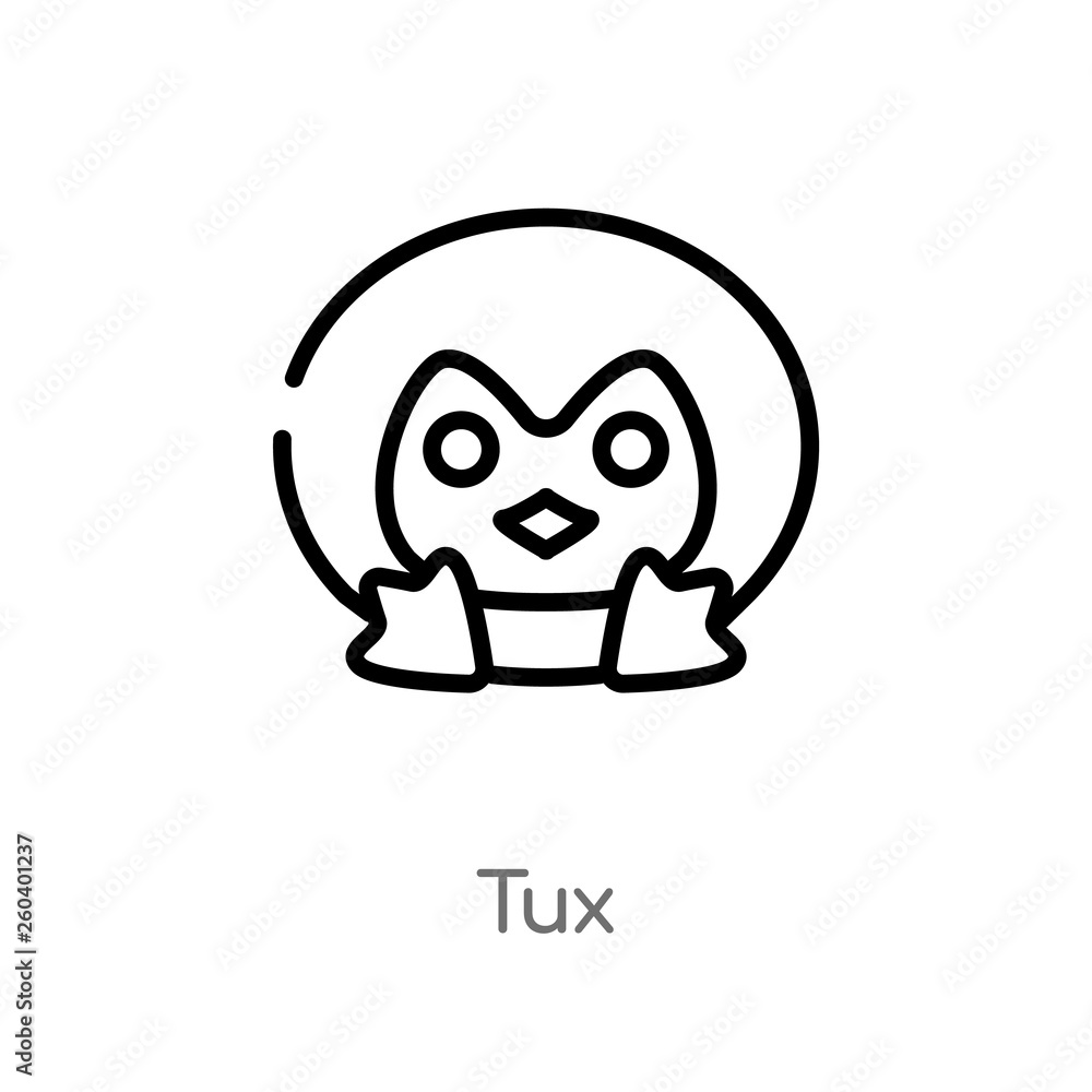 Poster outline tux vector icon. isolated black simple line element illustration from fashion concept. edita