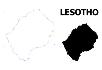 Vector Contour Dotted Map of Lesotho with Name