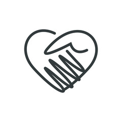 Charity Volunteer Collaboration Heart Love Hands Icon Set	
